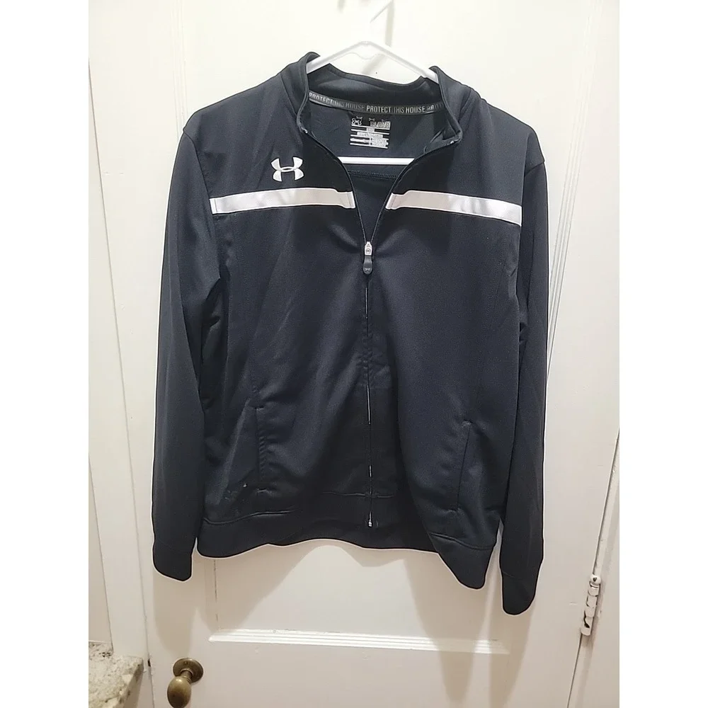 UNDER ARMOUR Jacket Logo All Season Full Zip Black Athletic YXL Youth Boys XL